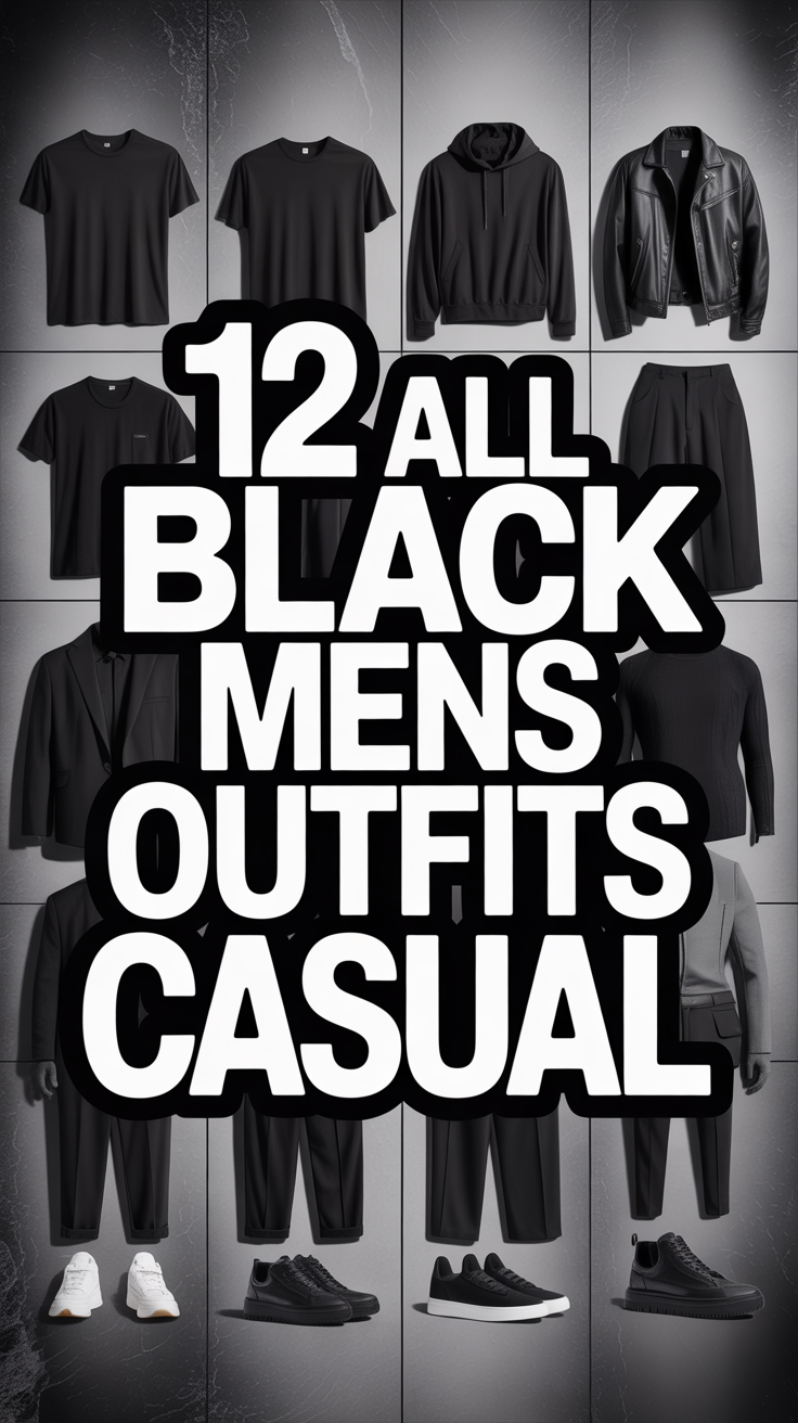 🖤 12 All Black Mens Outfits Casual