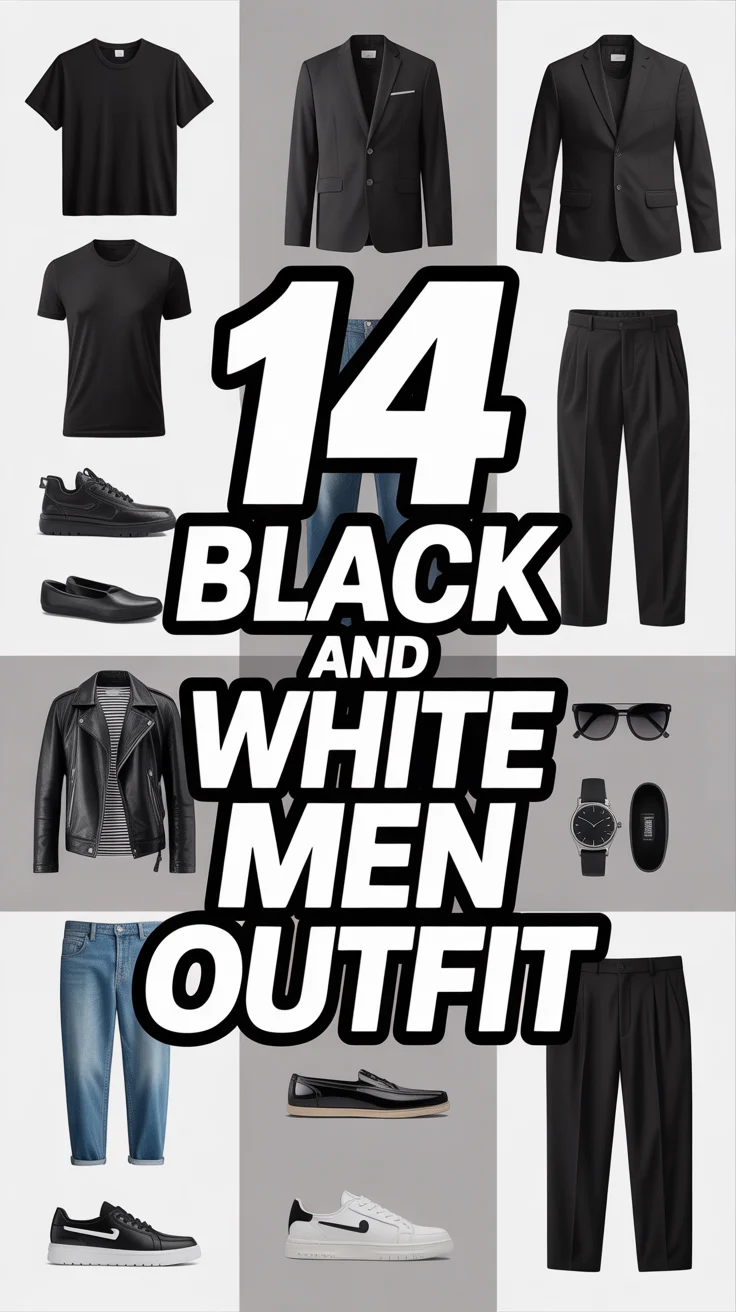 🖤 14 Black And White Men Outfit
