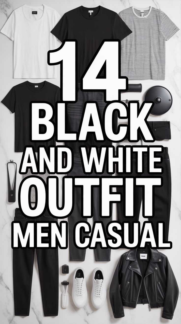 🖤 14 Black And White Outfit Men Casual