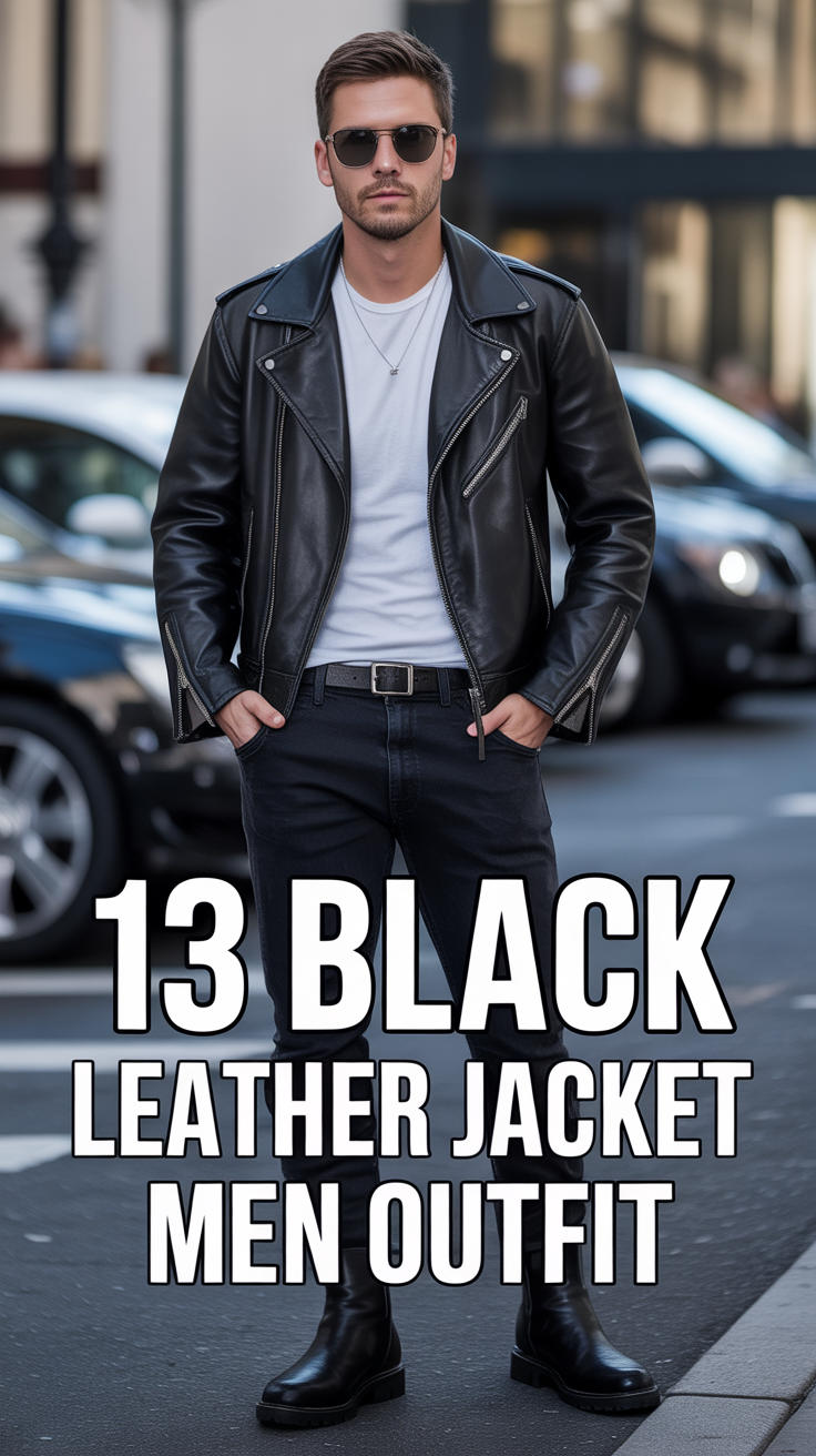 🧥 13 Black Leather Jacket Men Outfit