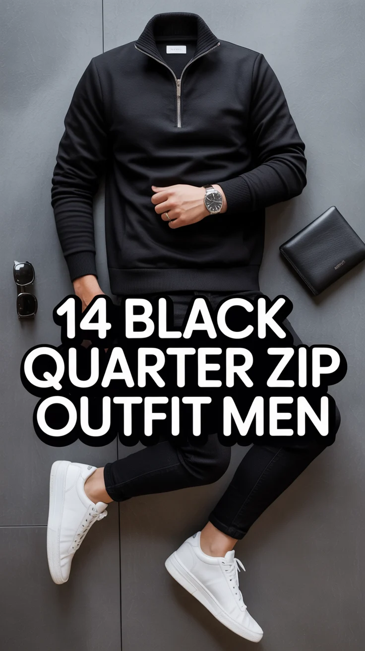 🖤 14 Black Quarter Zip Outfit Men