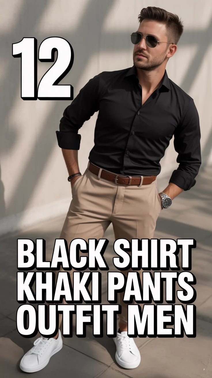 🧥 12 Black Shirt Khaki Pants Outfit Men