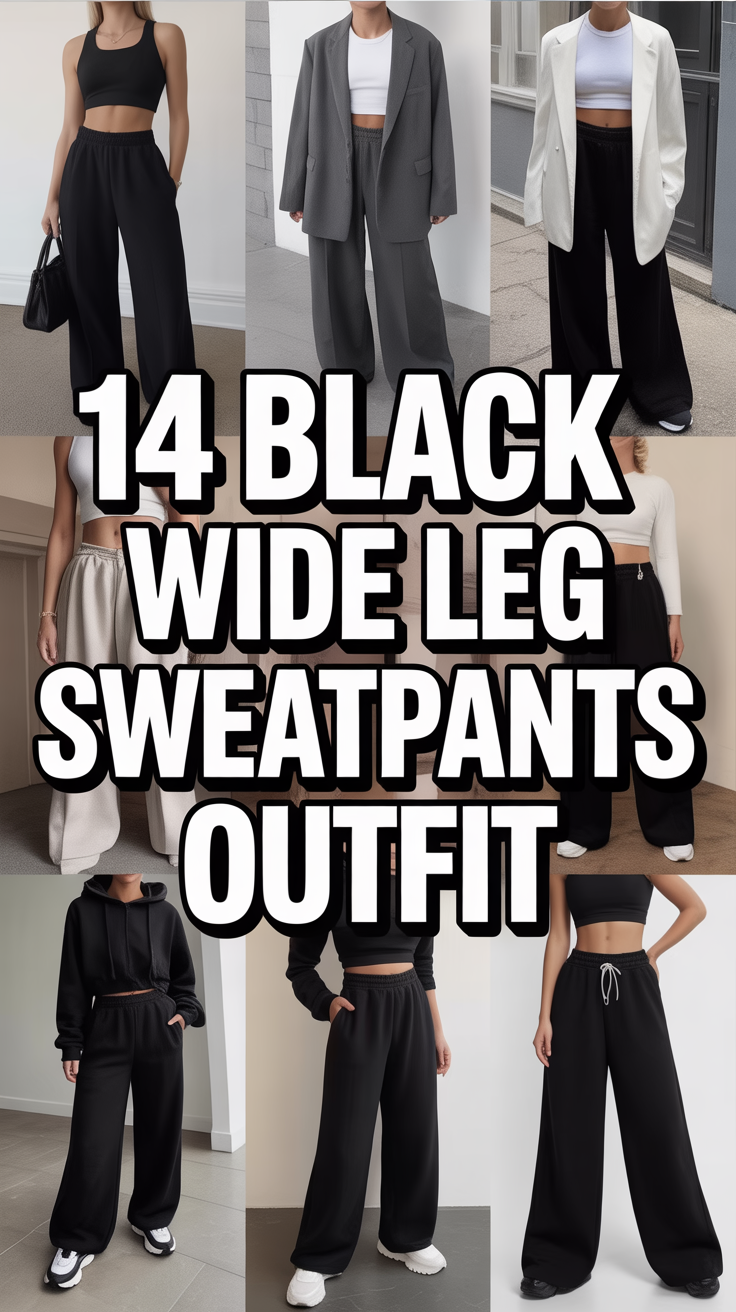 🖤 14 Black Wide Leg Sweatpants Outfit