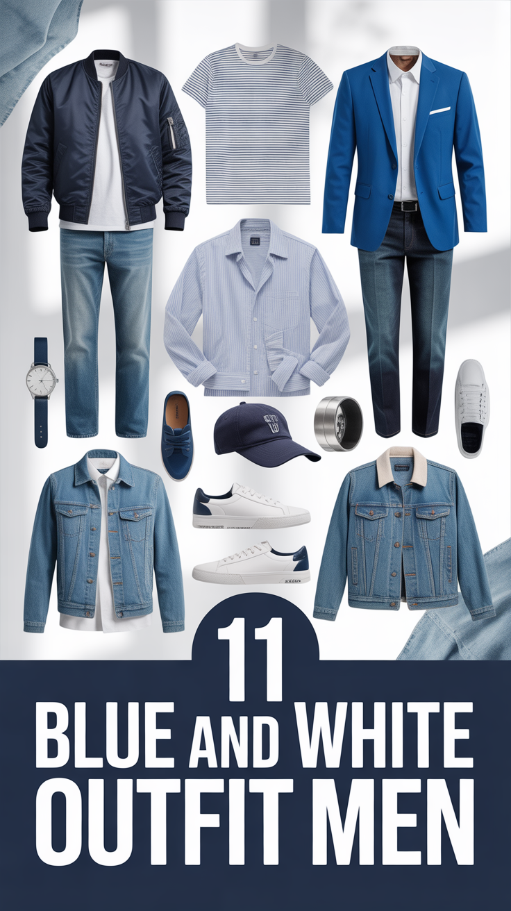 🧢 11 Blue And White Outfit Men