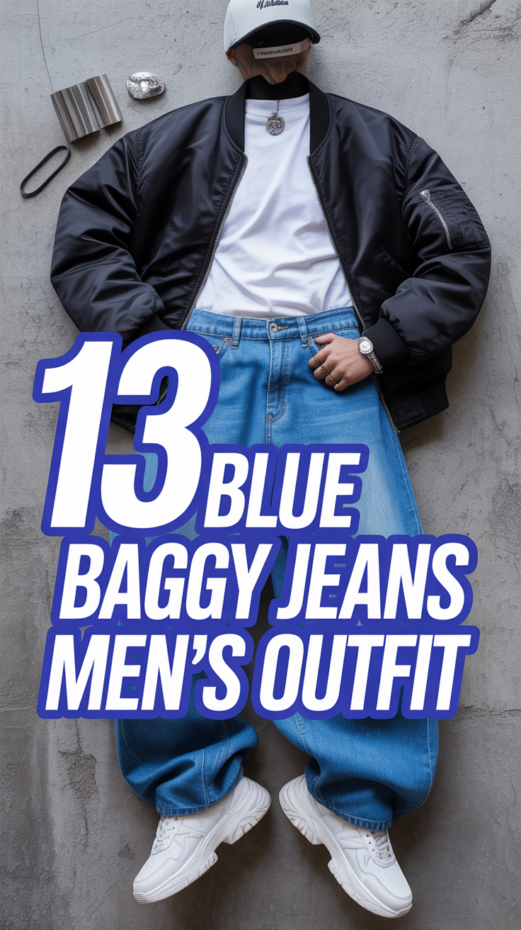 🧢 13 Blue Baggy Jeans Men’s Outfit