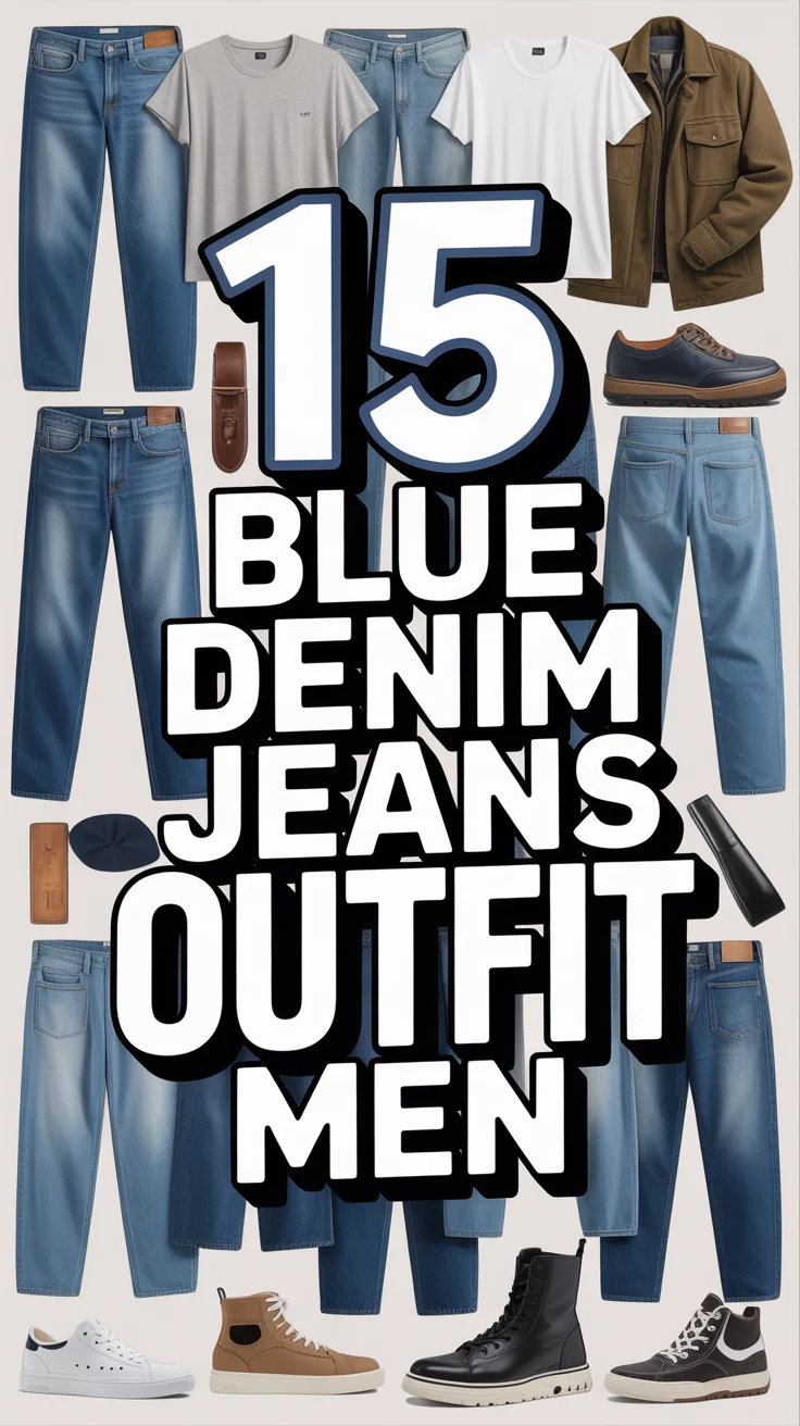 👖 15 Blue Denim Jeans Outfit Men