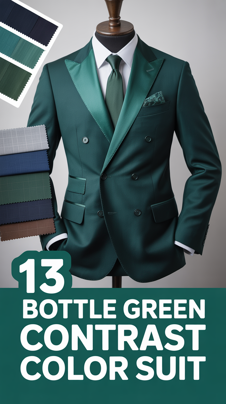 🧥 13 Bottle Green Contrast Color Suit