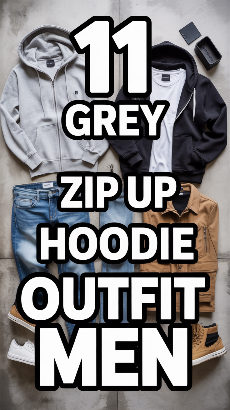 🧥 11 Grey Zip Up Hoodie Outfit Men