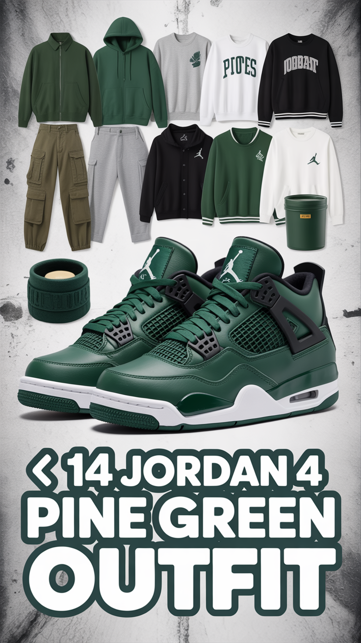 🟩 14 Jordan 4 Pine Green Outfit