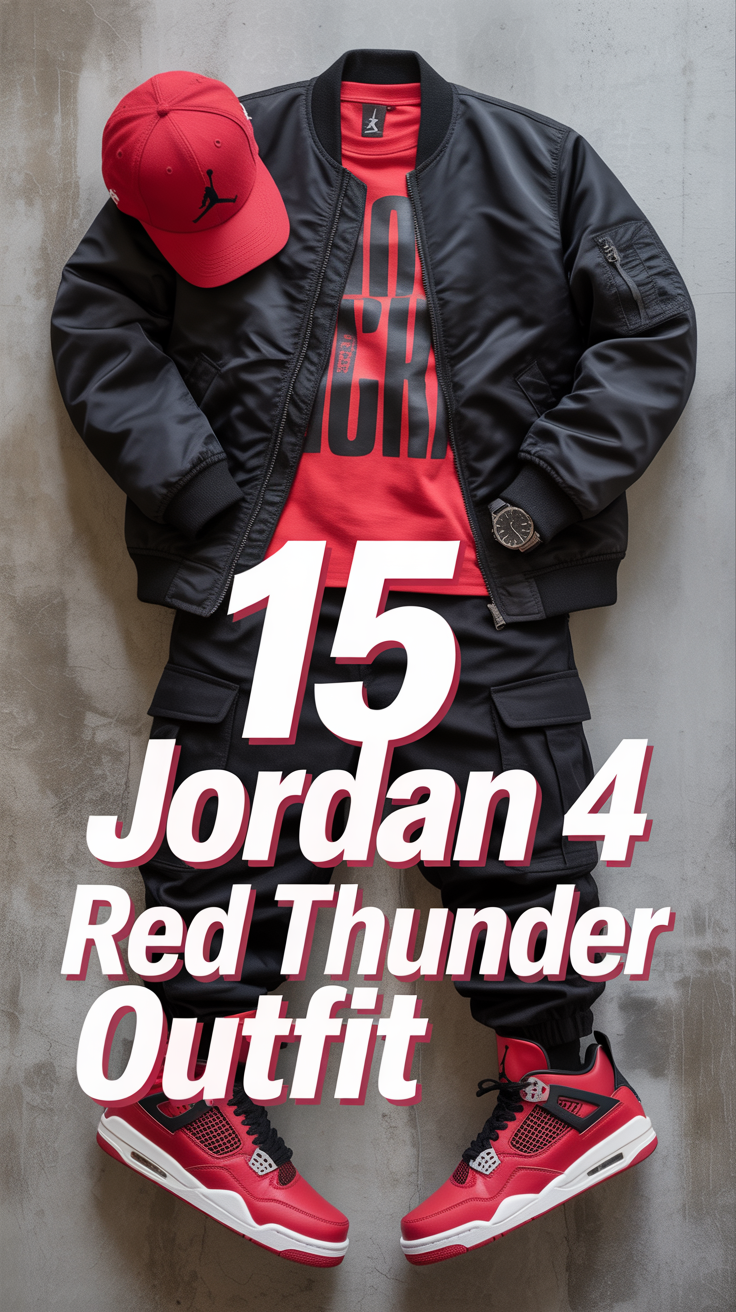🔥 15 Jordan 4 Red Thunder Outfit