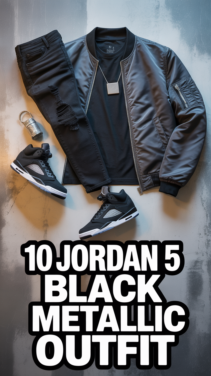🖤 10 Jordan 5 Black Metallic Outfit