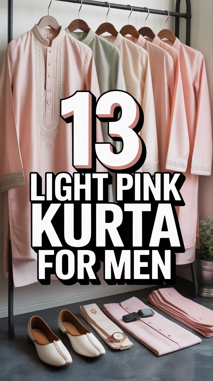 🧵 13 Light Pink Kurta For Men