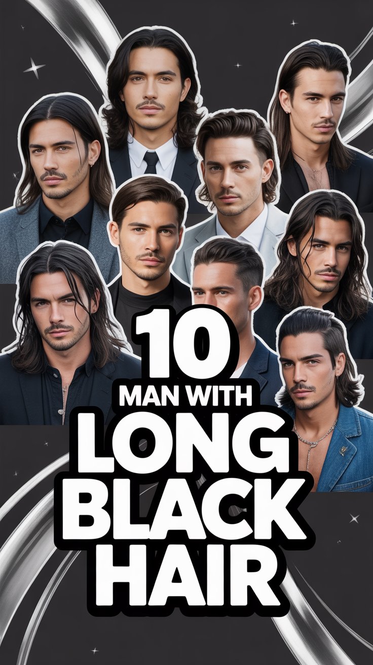 🖤 10 Man With Long Black Hair