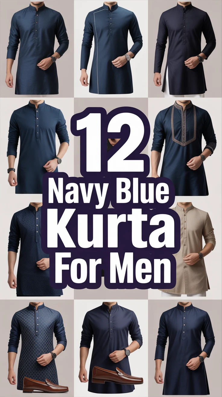 🧥 12 Navy Blue Kurta For Men