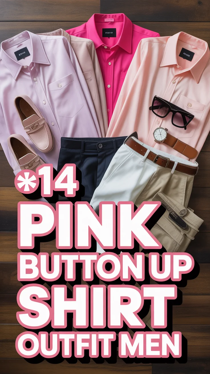 🩷 14 Pink Button Up Shirt Outfit Men