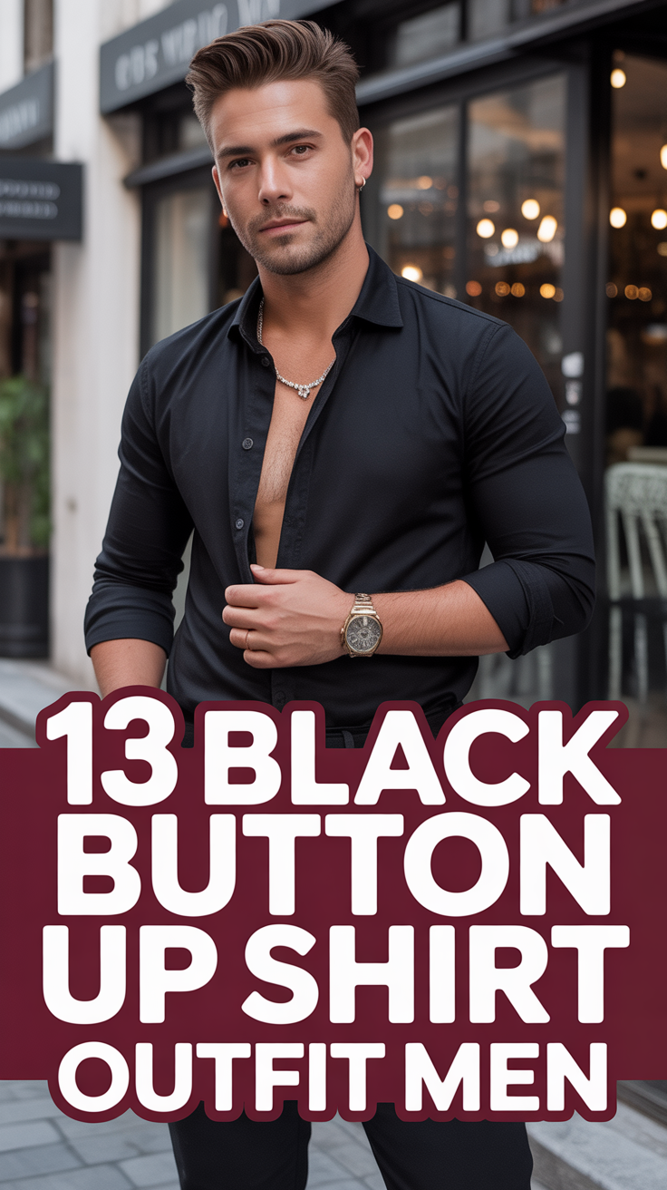 👔 13 Black Button Up Shirt Outfit Men
