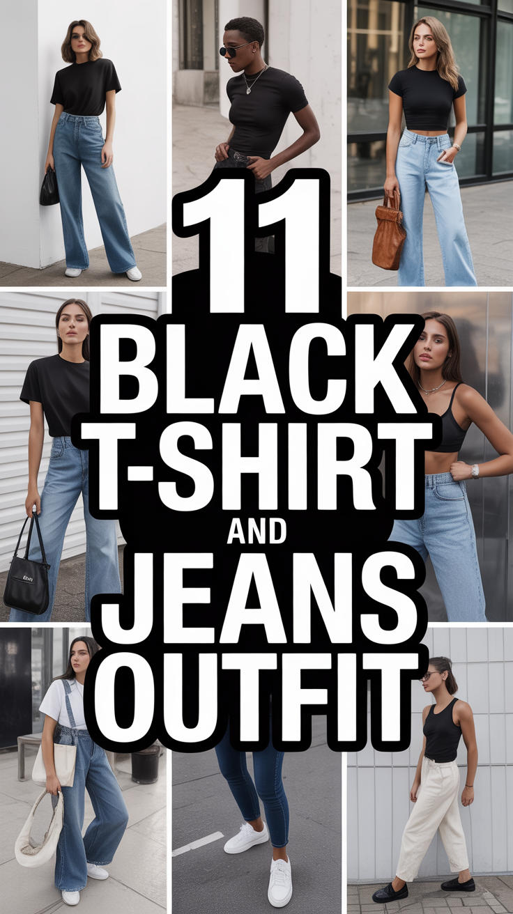 ⚫️ 11 Black Tshirt And Jeans Outfit