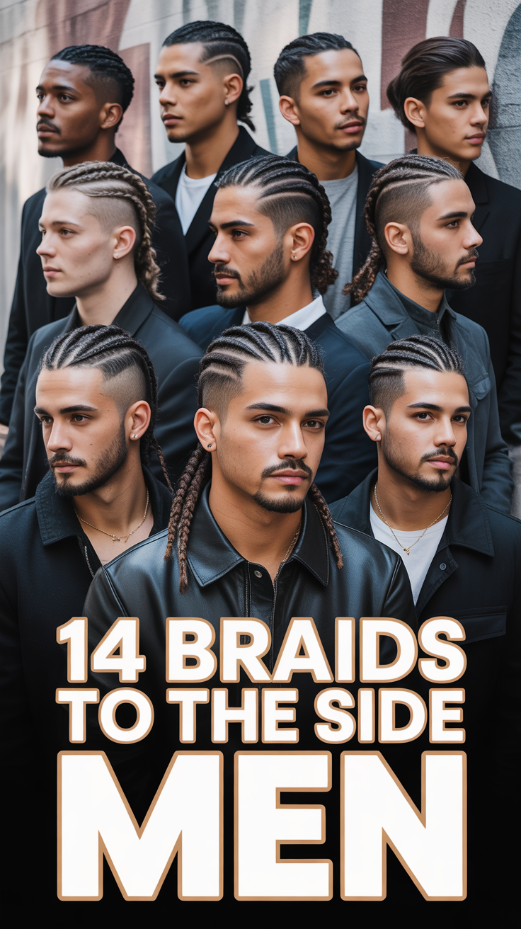 😎 14 Braids To The Side Men