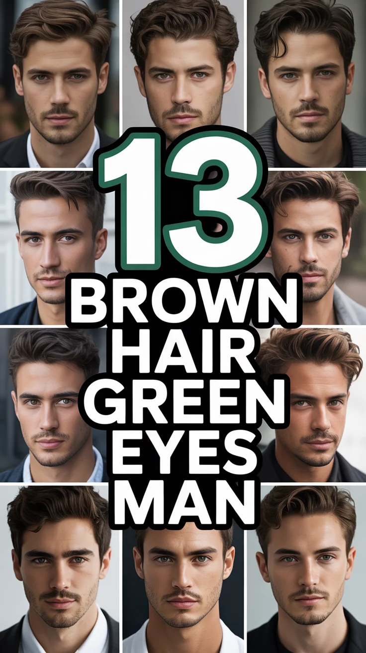 💚 13 Brown Hair Green Eyes Man