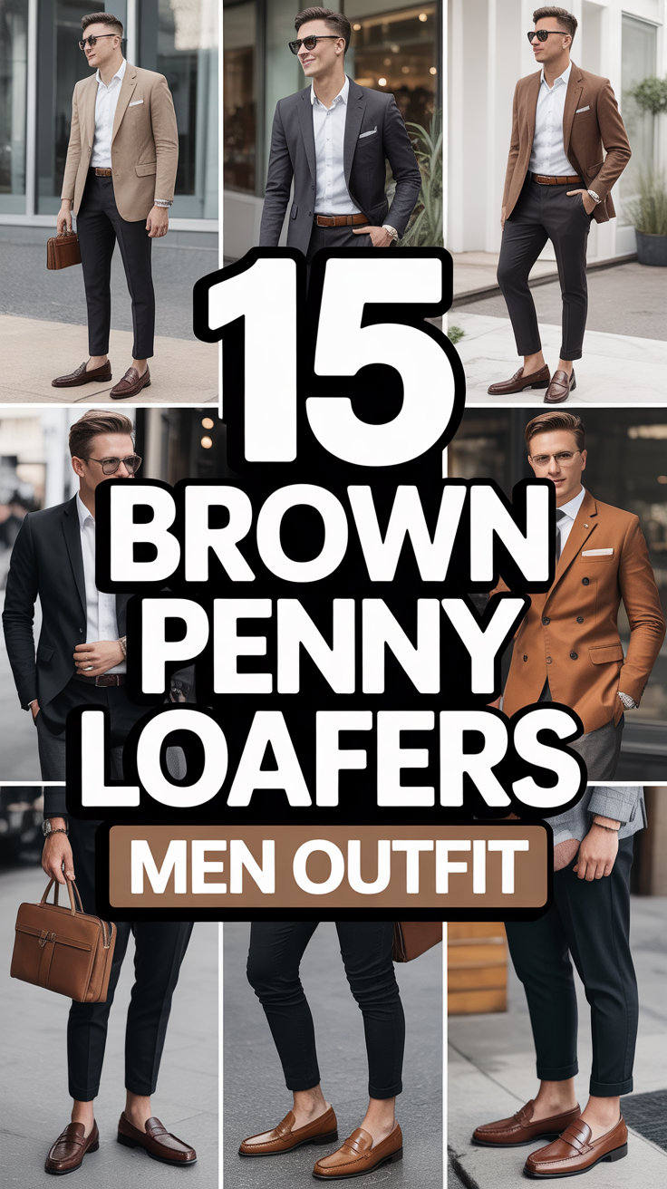 👞 15 Brown Penny Loafers Men Outfit