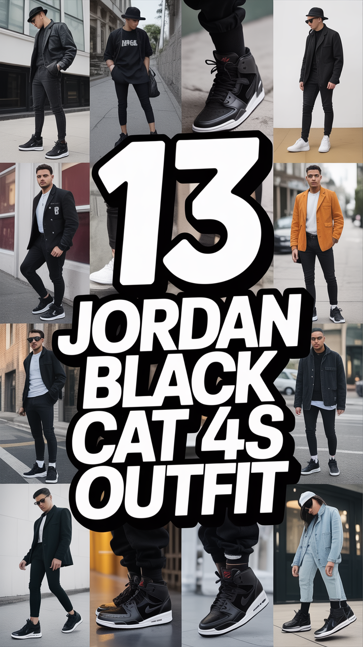 🐈 13 Jordan Black Cat 4S Outfit