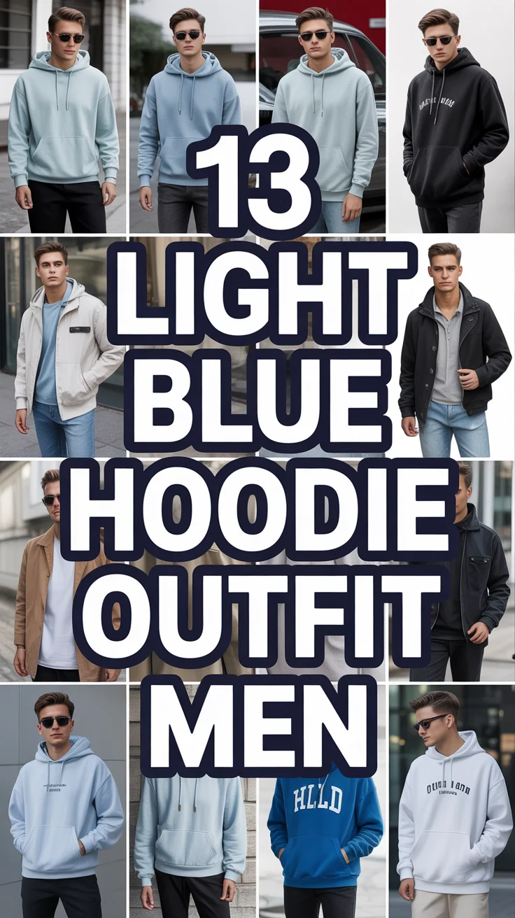 💙 13 Light Blue Hoodie Outfit Men