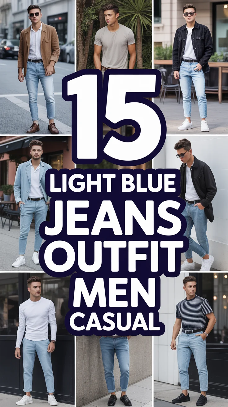 👖 15 Light Blue Jeans Outfit Men Casual