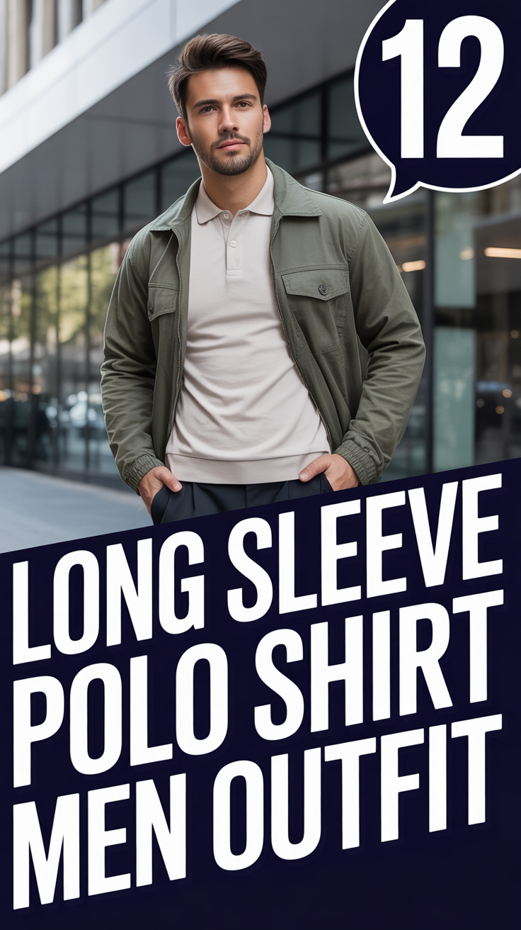 😎 12 Long Sleeve Polo Shirt Men Outfit