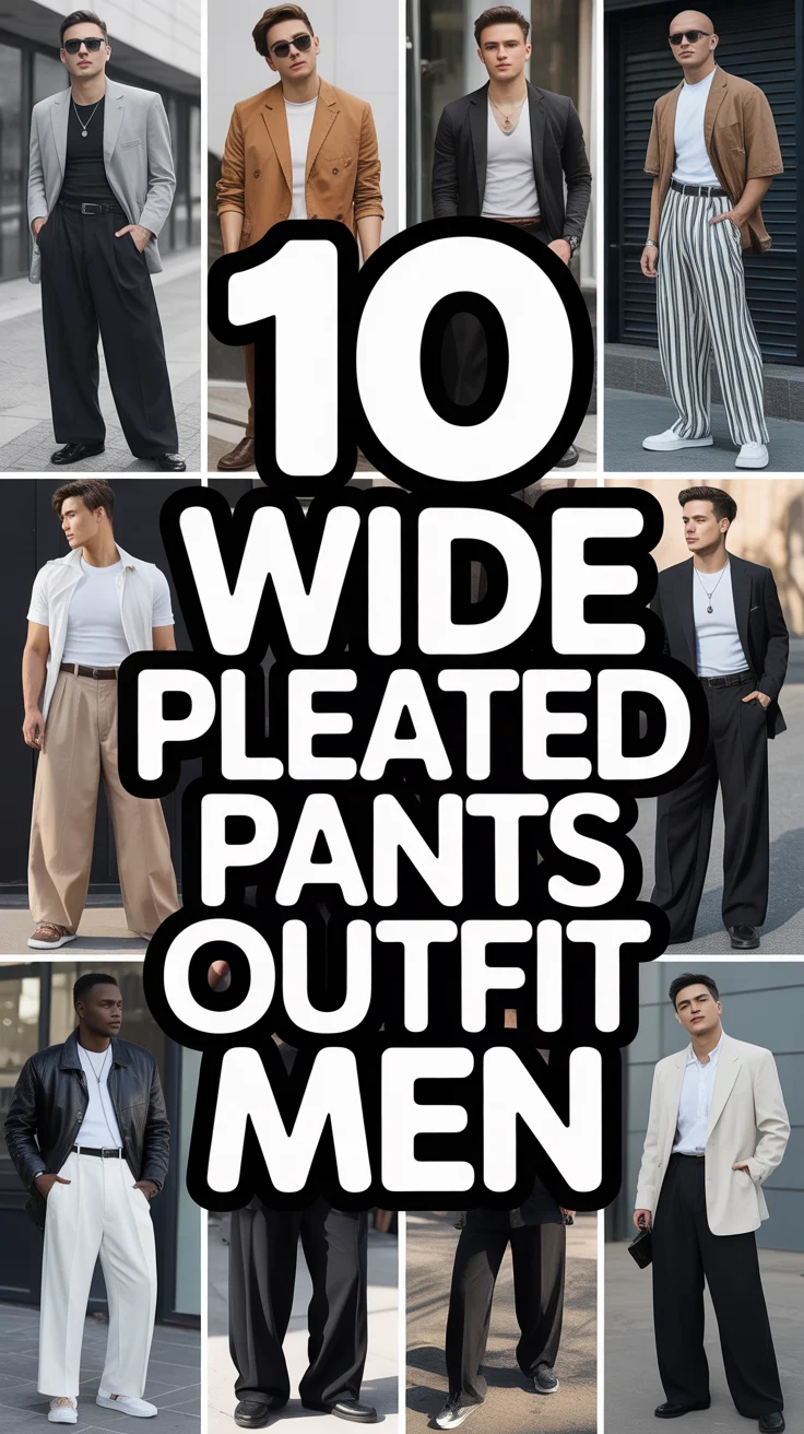 👖 10 Wide Pleated Pants Outfit Men