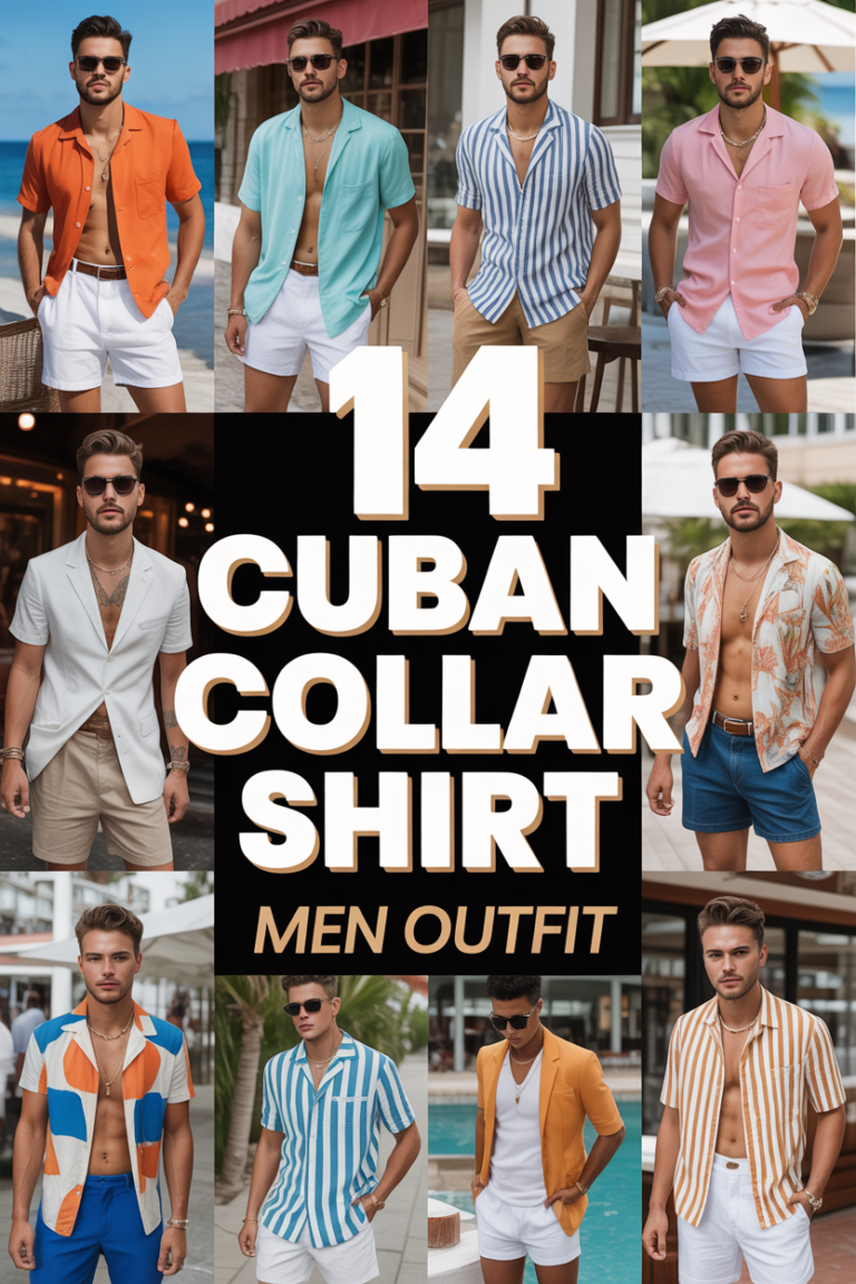 👤 14 Cuban Collar Shirt Men Outfit