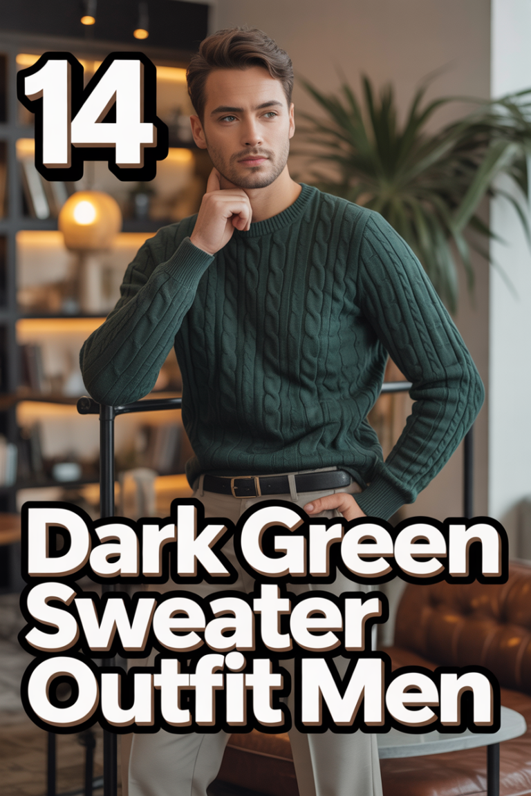 🌿 14 Dark Green Sweater Outfit Men